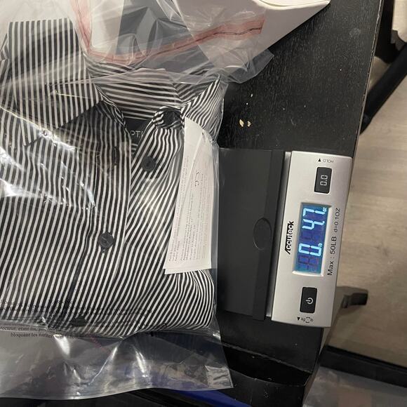 Apt 9 blouse button down up shirt women's size XL 0x black white stripe light wt - Picture 14 of 14